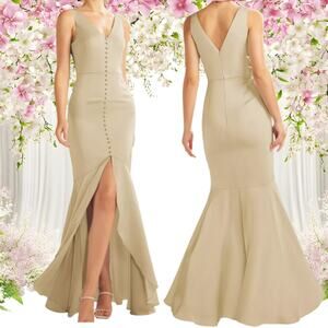 AW BRIDAL 20 3x plus light gold Adagio formal party mermaid maxi dress  NEW b95